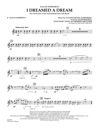 Book cover for I Dreamed a Dream (from "Les Miserables") - Eb Alto Saxophone 1