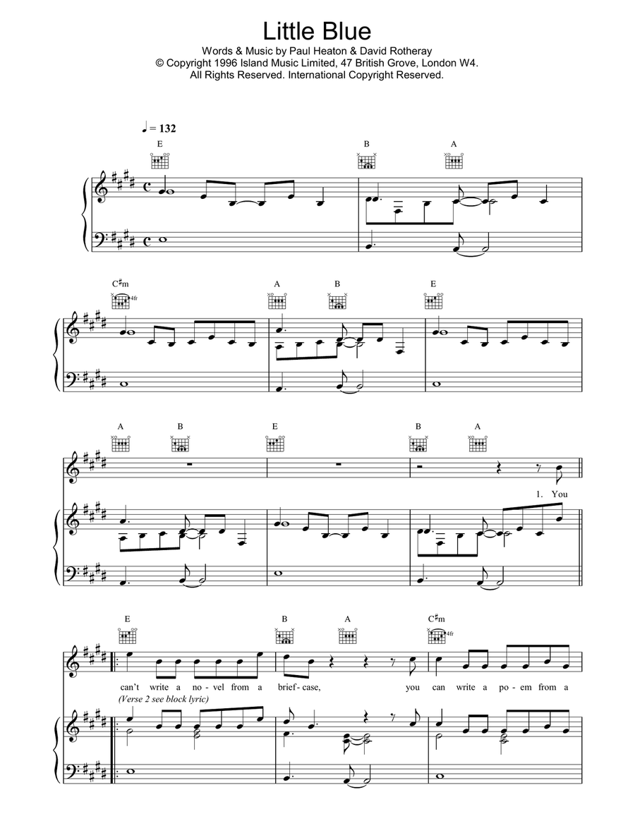 Little Blue Piano, Vocal, Guitar scores gallery preview page 1