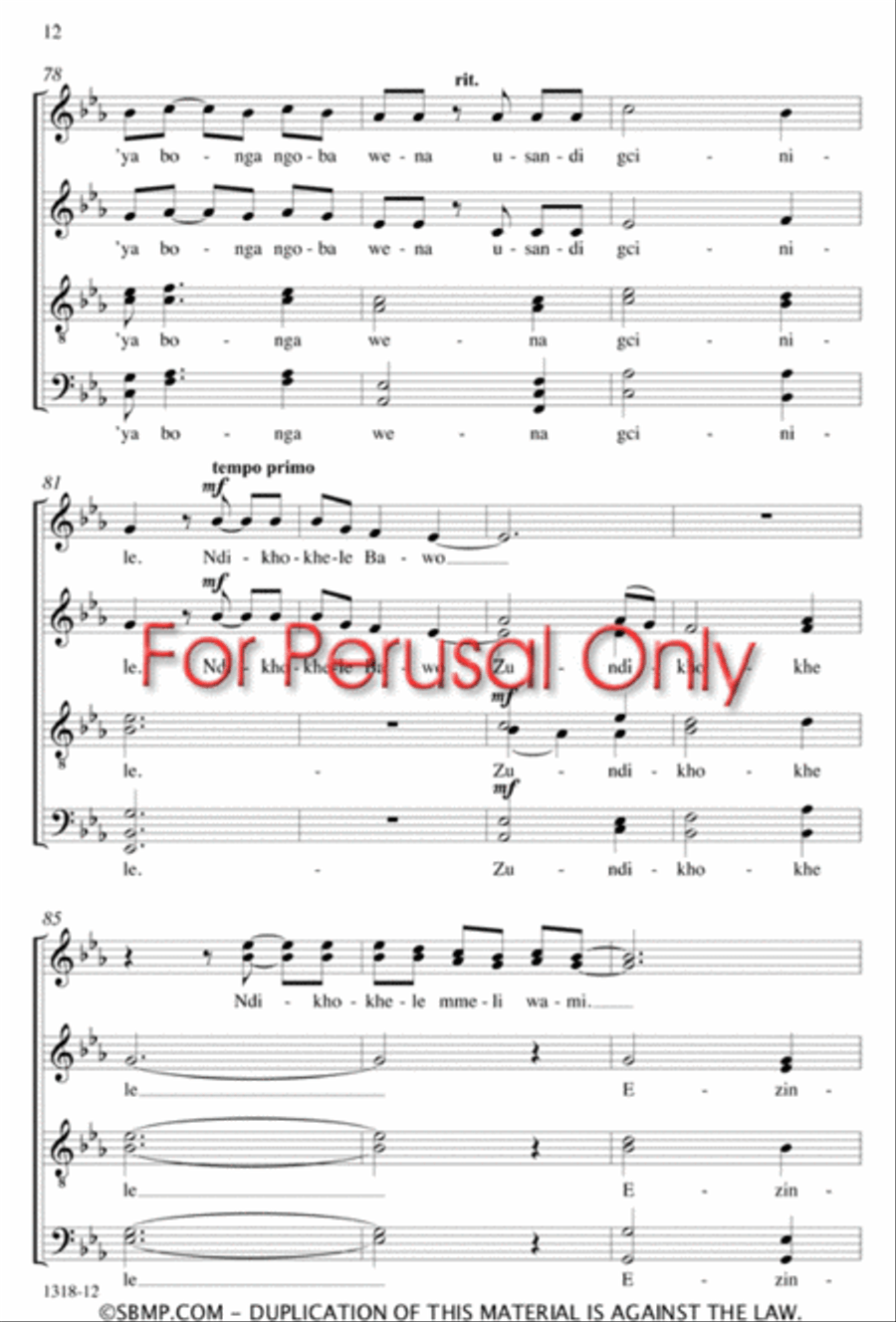 Ndikhokhele Bawo - SATB divisi Octavo Divisi scores gallery preview page 11