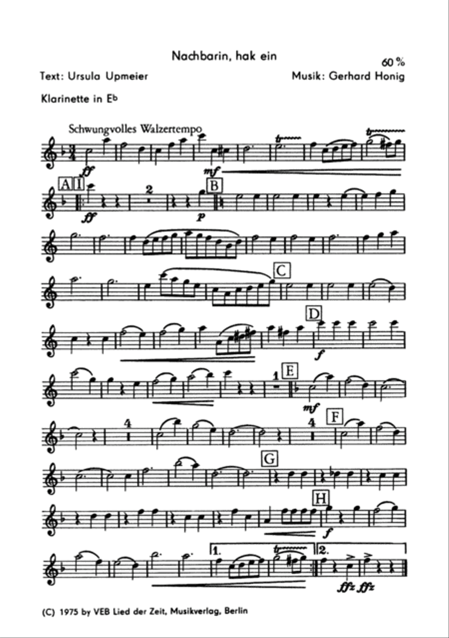 Nachbarin, hak ein Nachbarin, hak ein Clarinet scores gallery preview page 6