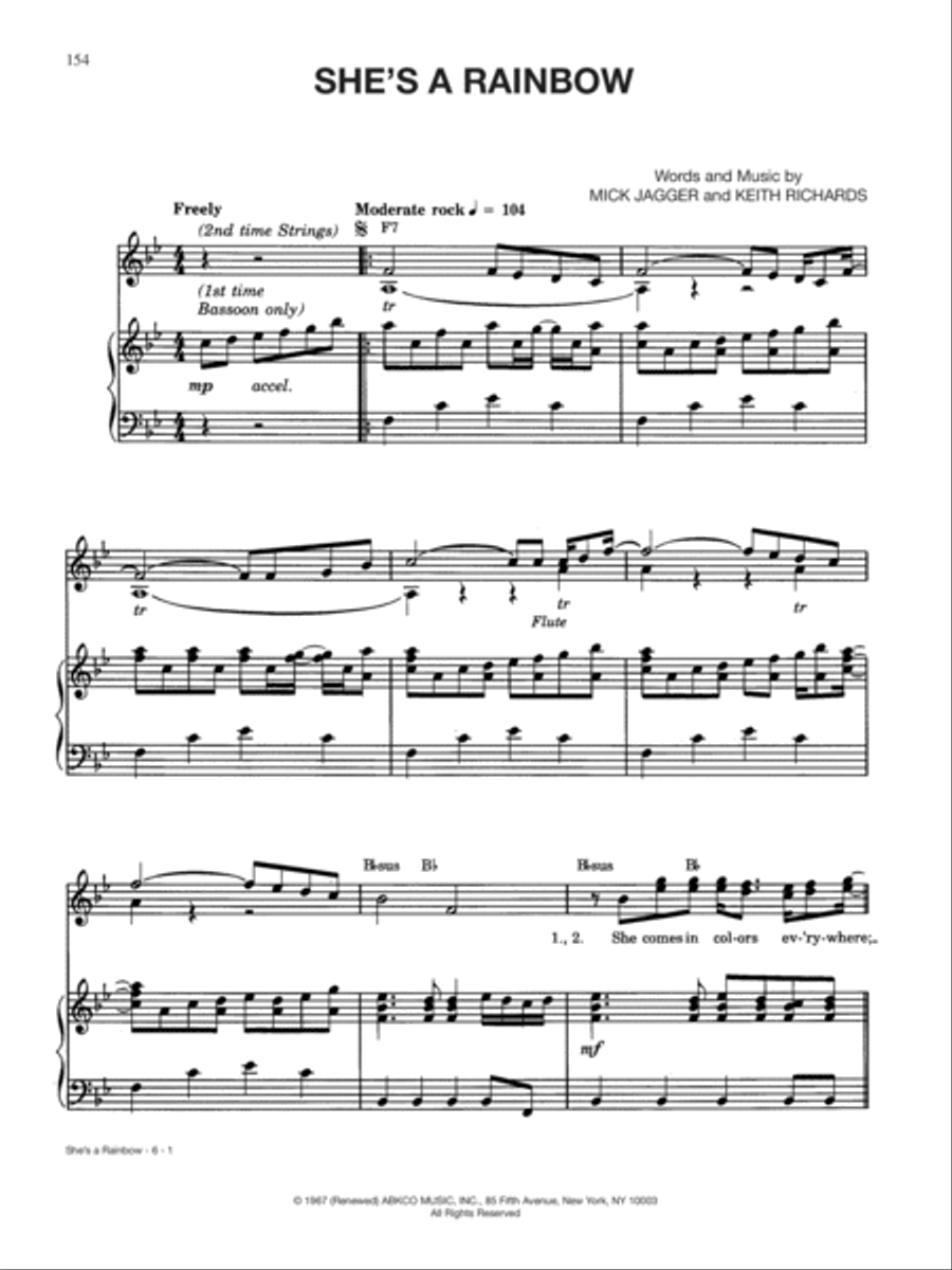 She's a Rainbow Piano, Vocal, Guitar scores gallery preview page 1