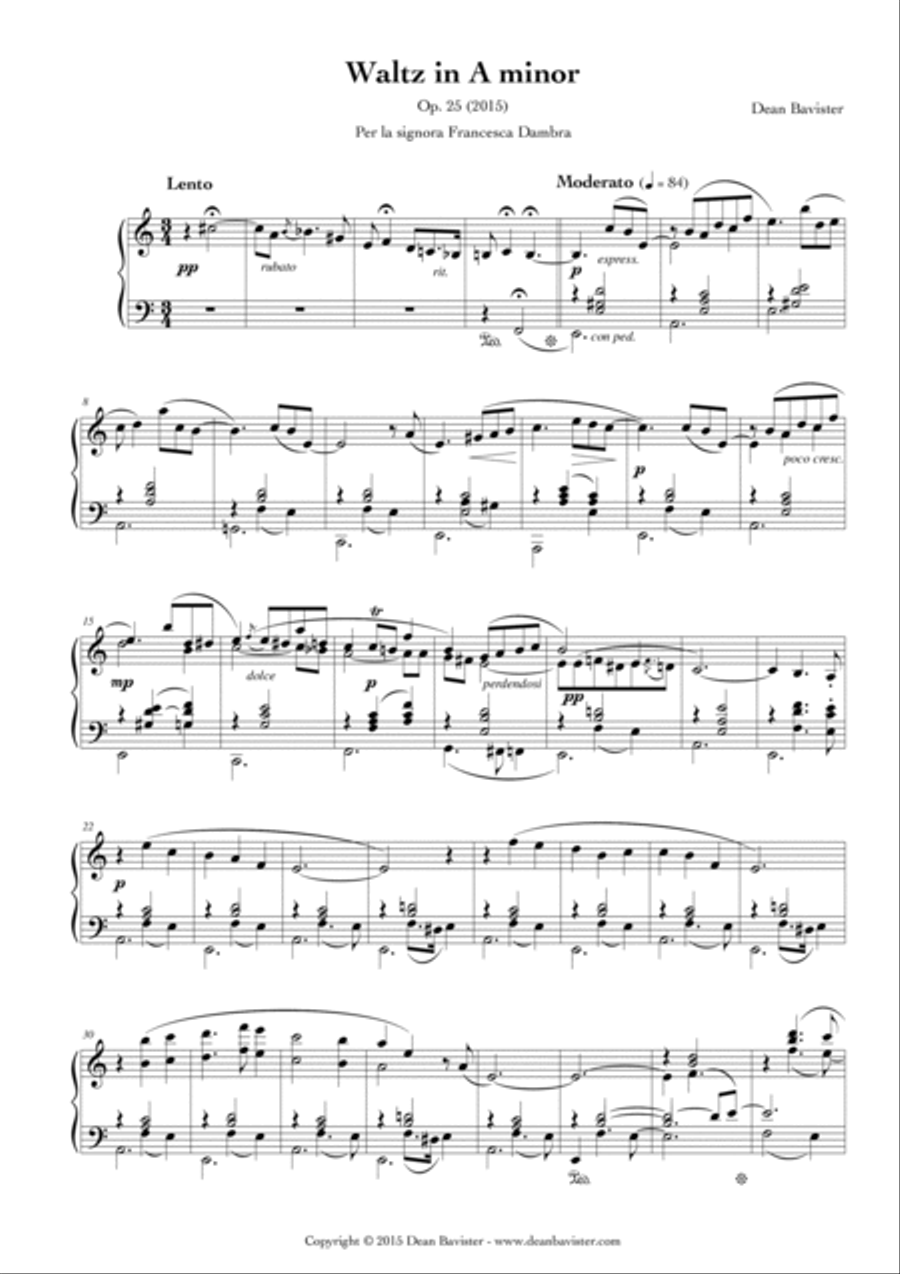 Waltz in A minor for Piano (Opus 25) Piano Solo scores gallery preview page 2