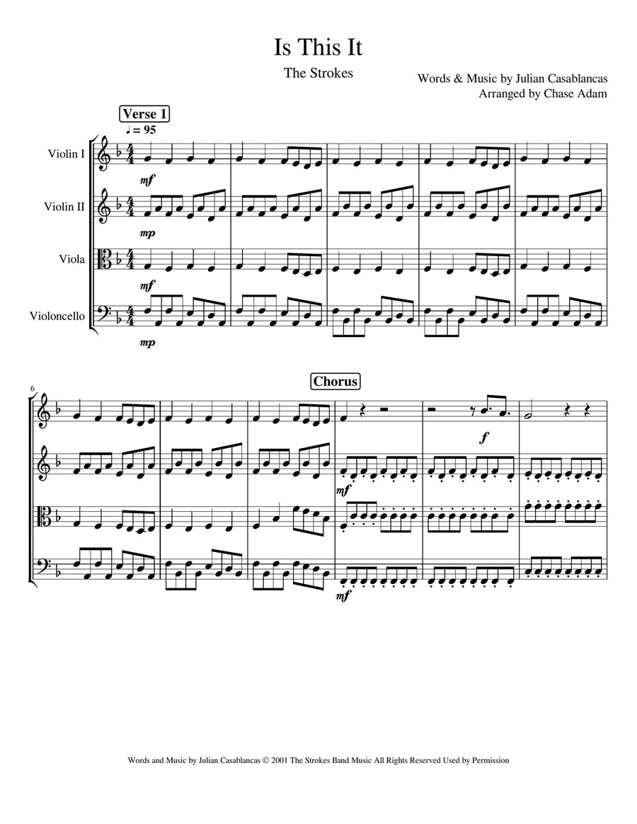 Is This It String Quartet scores gallery preview page 1