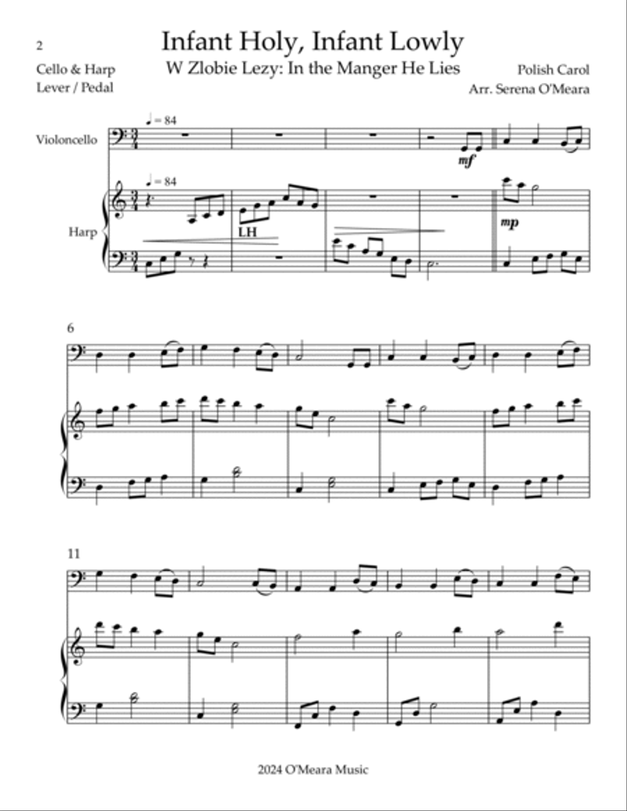 Infant Holy, Infant Lowly, Duet for Cello & Harp