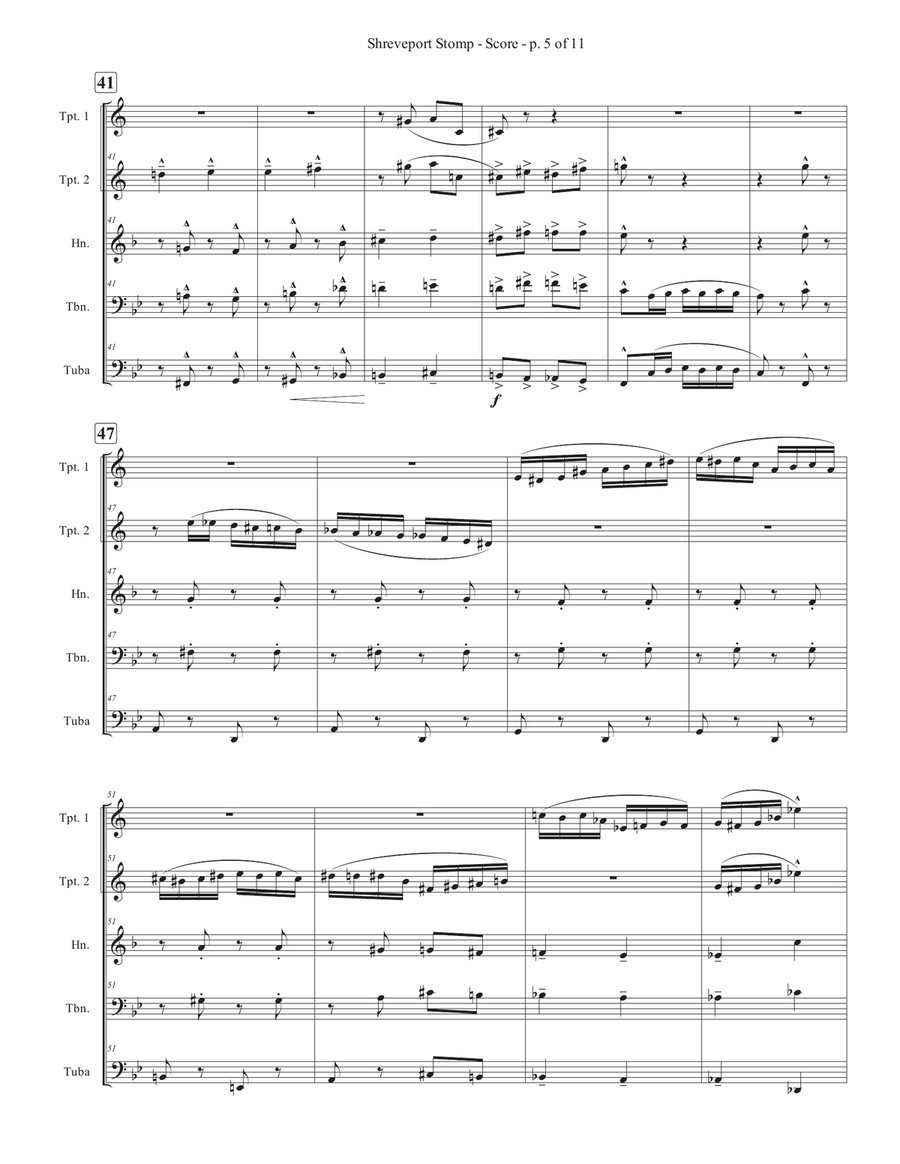 Shreveport Stomp - Full Score Brass Quintet scores gallery preview page 5