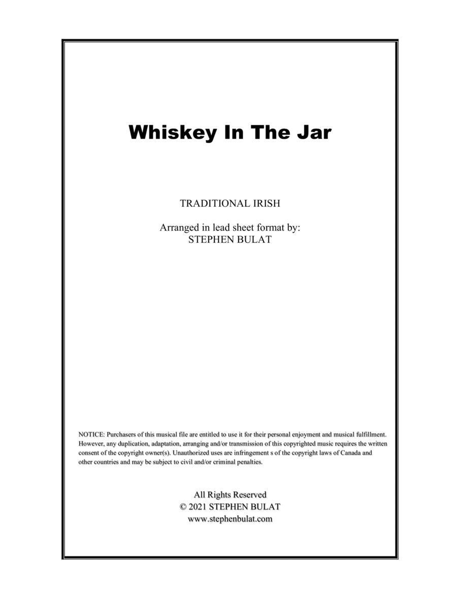Whiskey In The Jar (The Dubliners, Thin Lizzy, Metallica) - Lead sheet (key of C) Large Ensemble scores gallery preview page 1