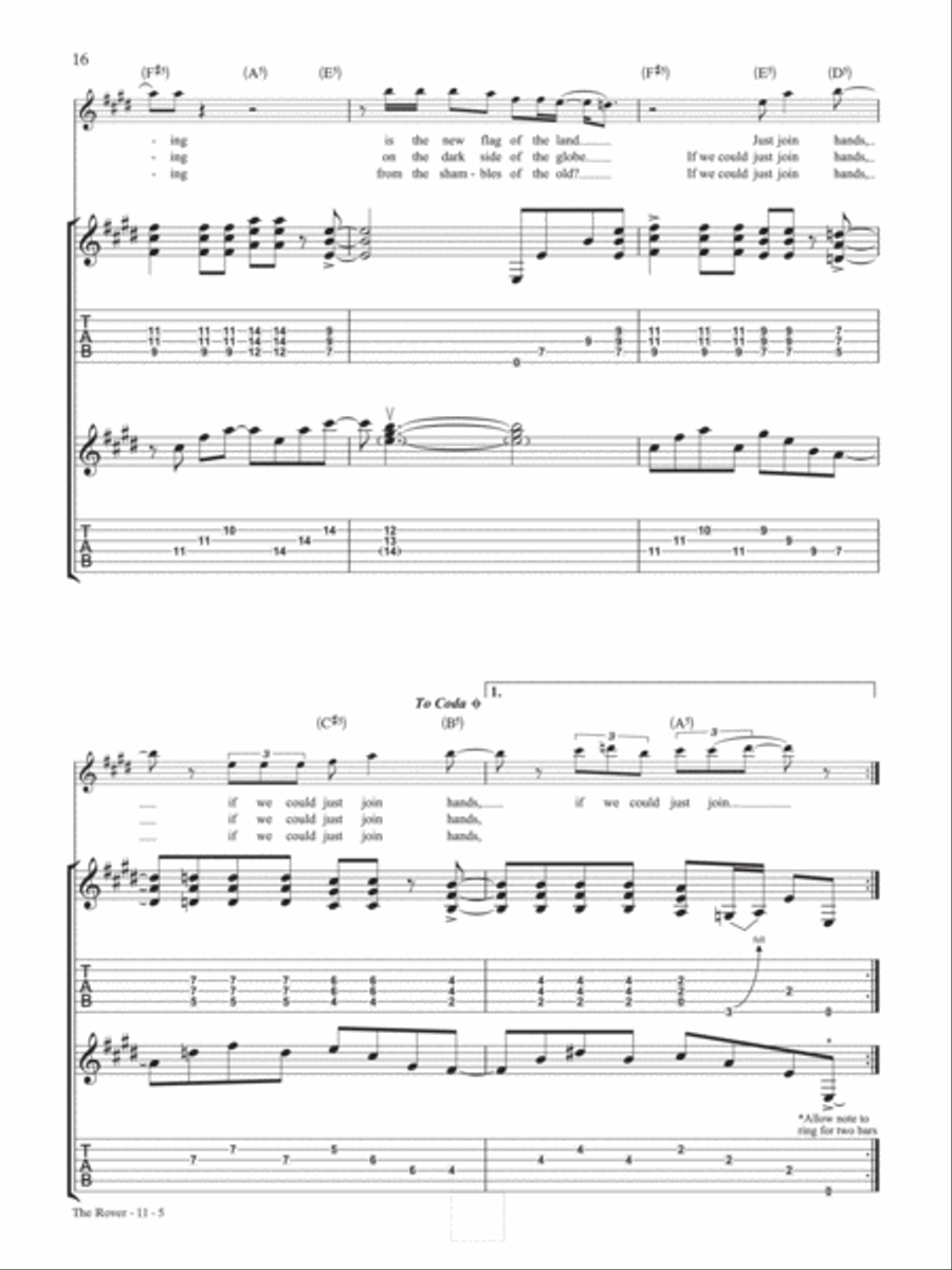 The Rover Guitar Tablature scores gallery preview page 5