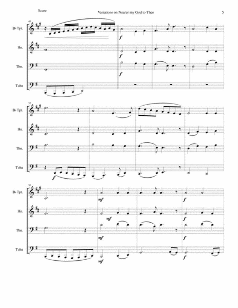 Variations on Nearer my God to Thee (Bethany) for brass quartet Brass Quartet scores gallery preview page 5