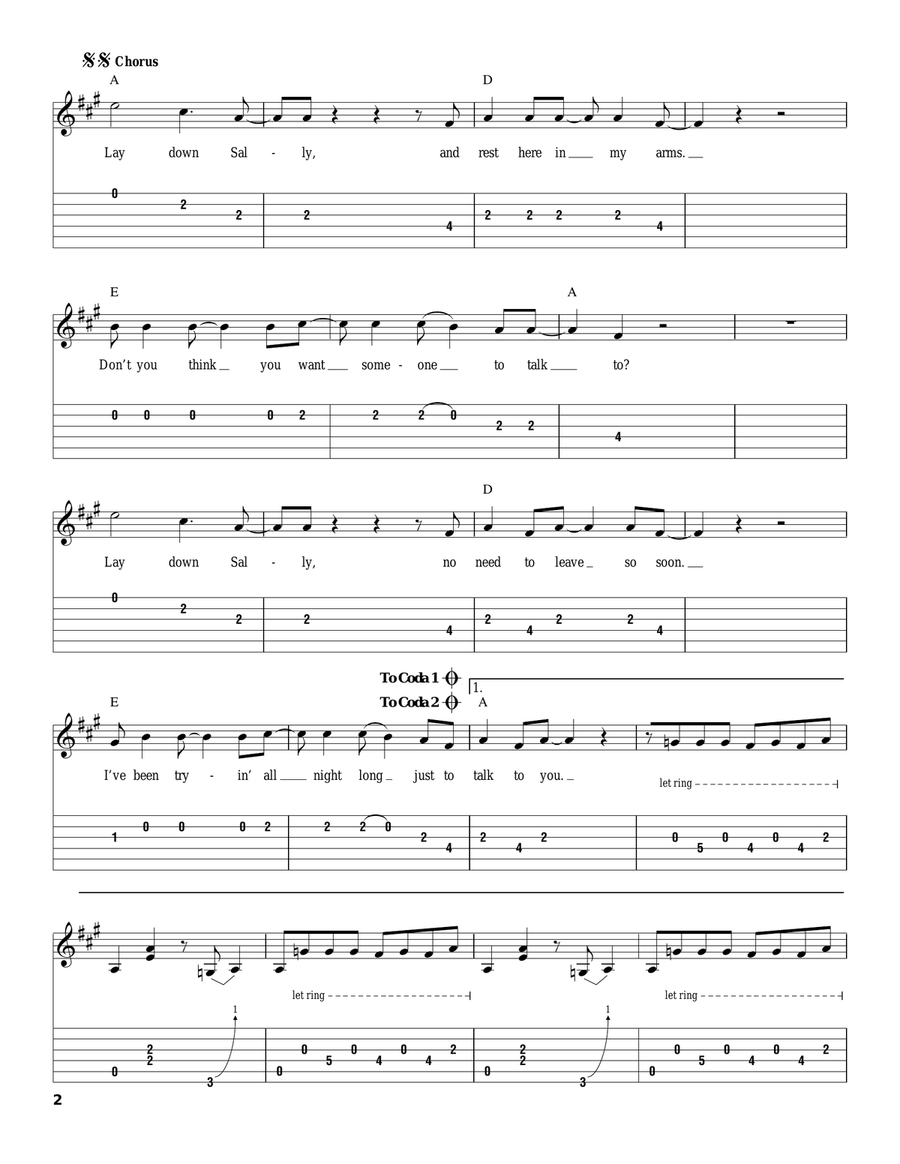 Lay Down Sally Acoustic Guitar scores gallery preview page 2
