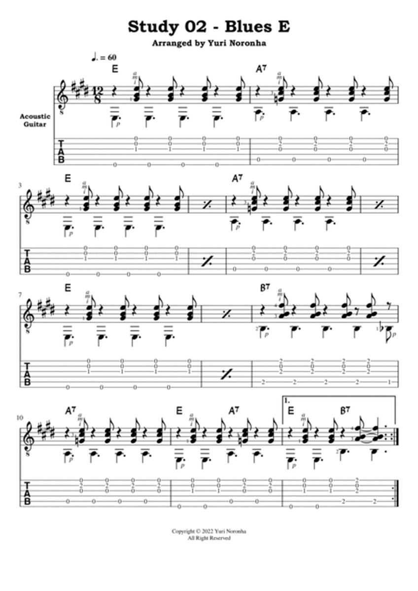 5 Studies - Blues E - for Acoustic Guitar (Fingerstyle), Book 01, Level 01 image number null