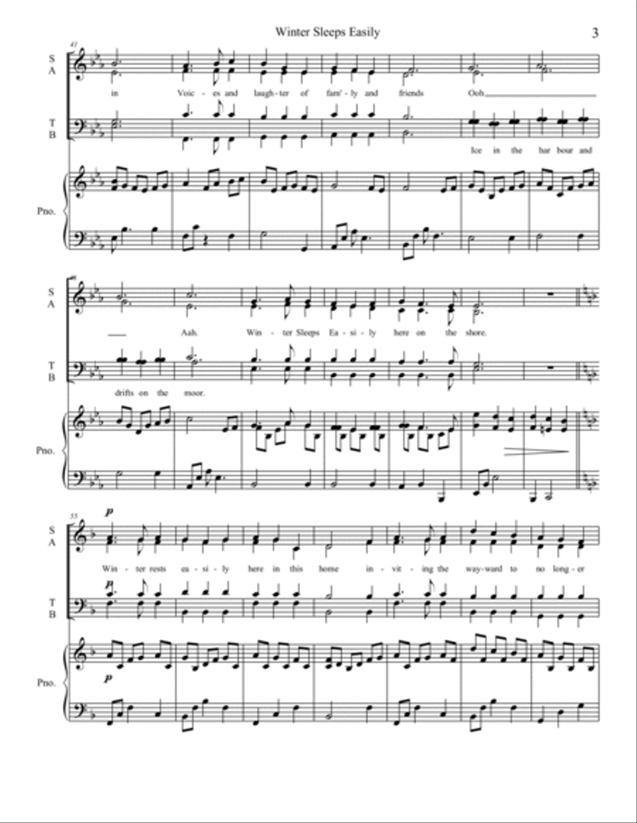 Winter Sleeps Easily - SATB 4-Part scores gallery preview page 3
