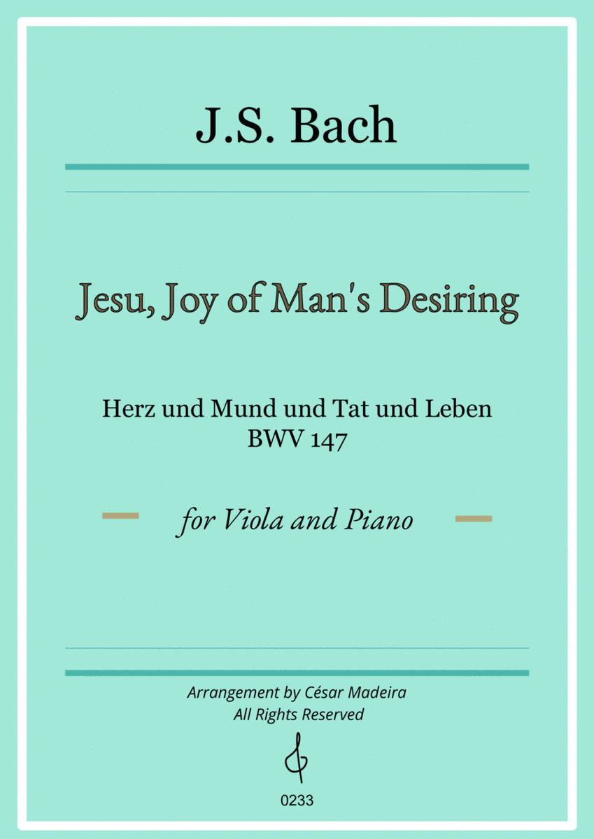 Jesu, Joy of Man's Desiring - Viola and Piano (Full Score) image number null
