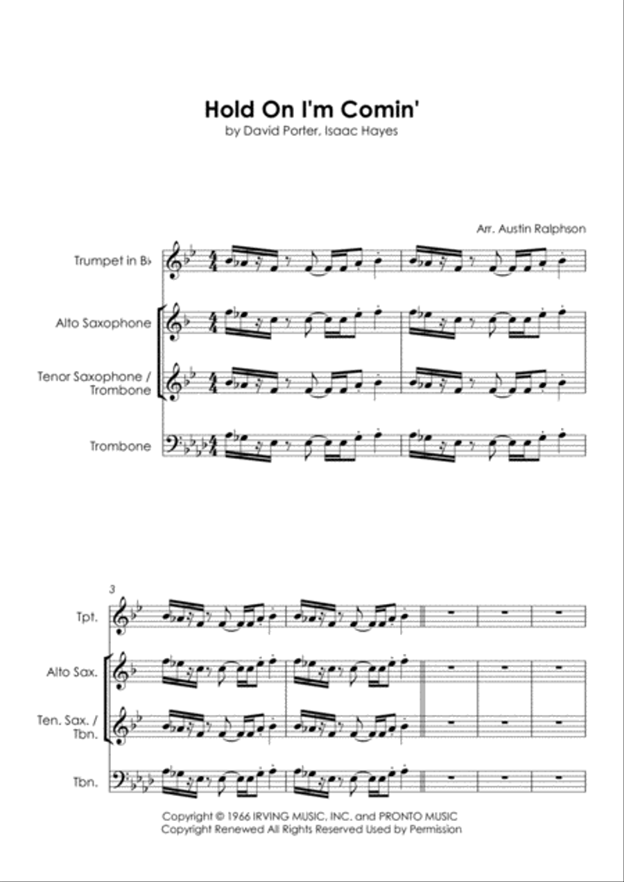 Hold On I'm Comin' Tenor Saxophone scores gallery preview page 3