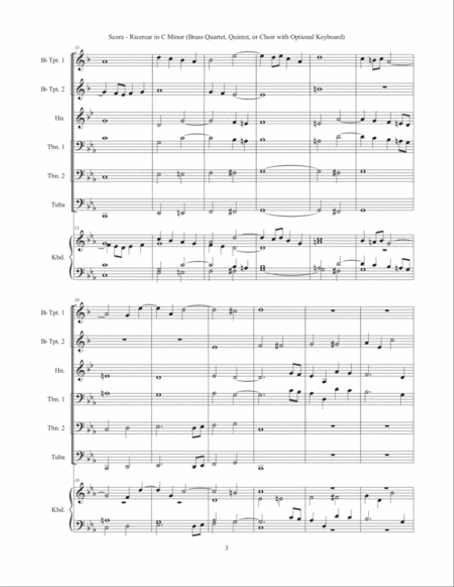 Ricercar in C Minor (Brass Quartet, Brass Quintet, or Brass Choir) Brass Quartet scores gallery preview page 3