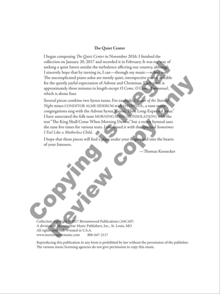 The Quiet Center: Piano Music for Advent and Christmas Piano Solo scores gallery preview page 14