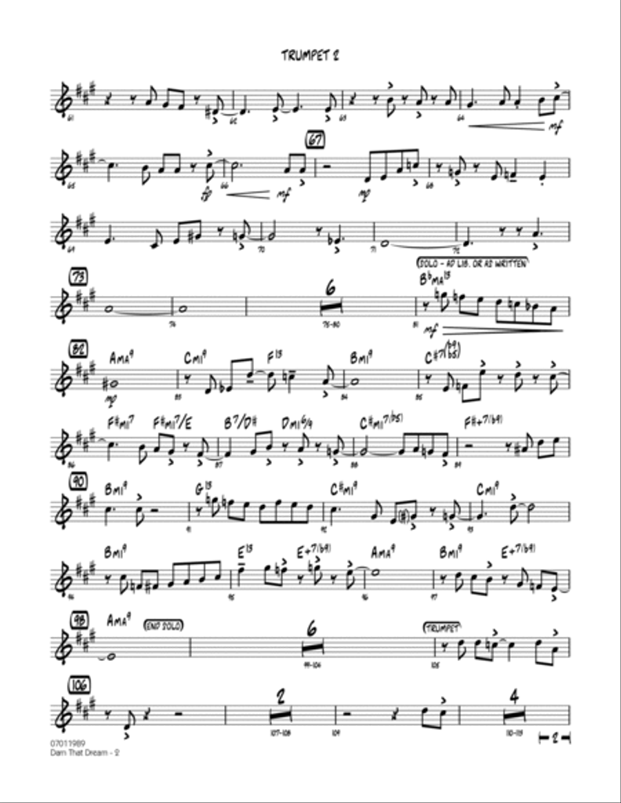 Darn That Dream - Trumpet 2 Jazz Ensemble scores gallery preview page 2