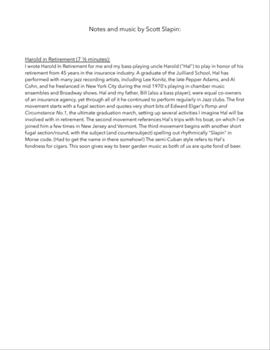 Harold in Retirement for Viola and Bass String Duet scores gallery preview page 2