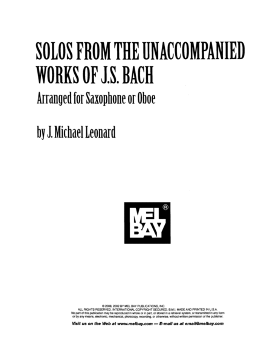 Solos from the Unaccompanied Works of J. S. Bach Saxophone Solo scores gallery preview page 2