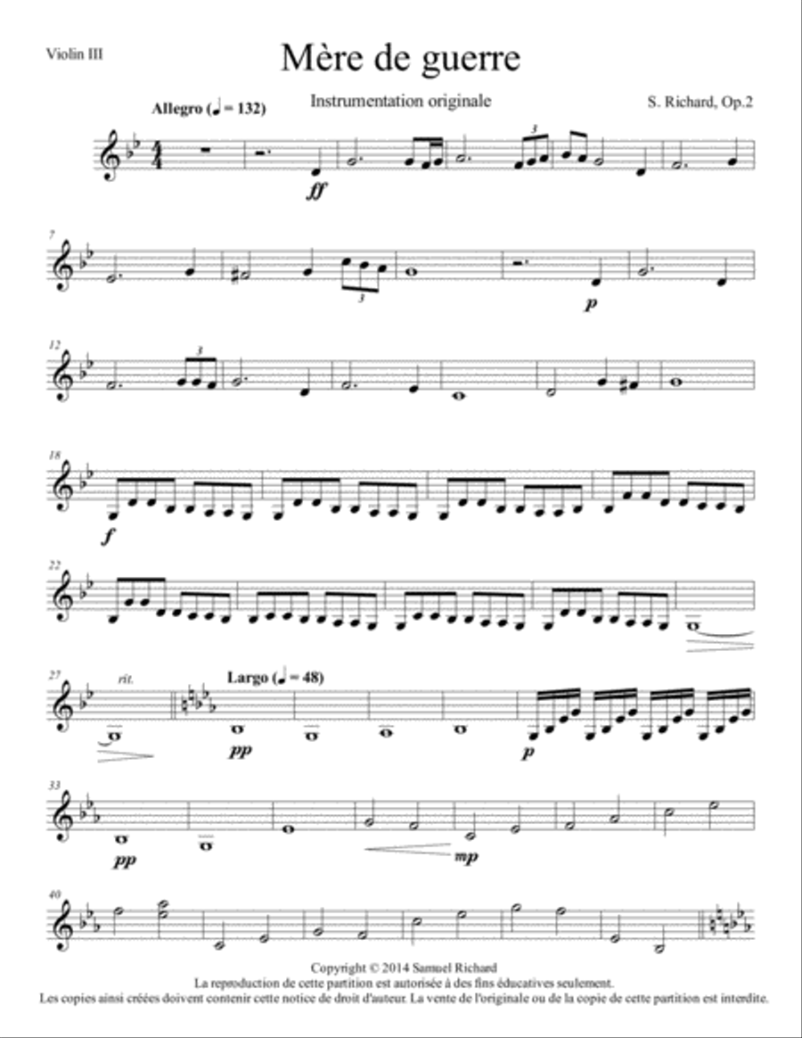 Mère de guerre - Parties String Duet scores gallery preview page 4