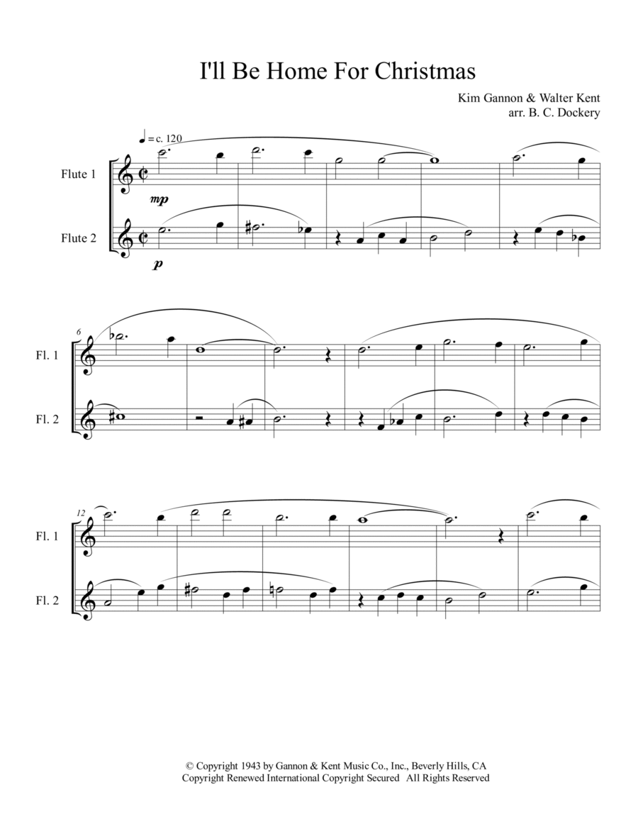 I'll Be Home For Christmas Flute Duet scores gallery preview page 1