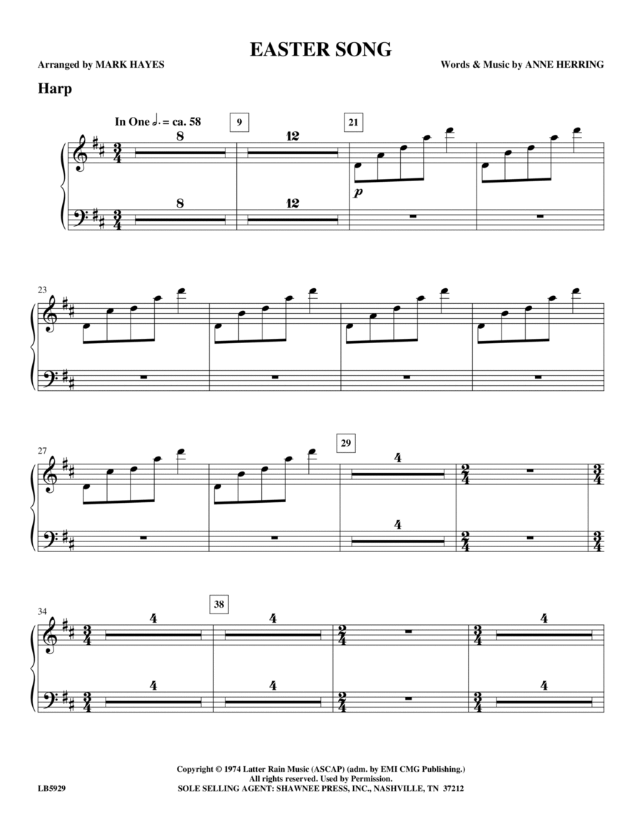Easter Song - Harp Easter Song - Harp Choir scores gallery preview page 1