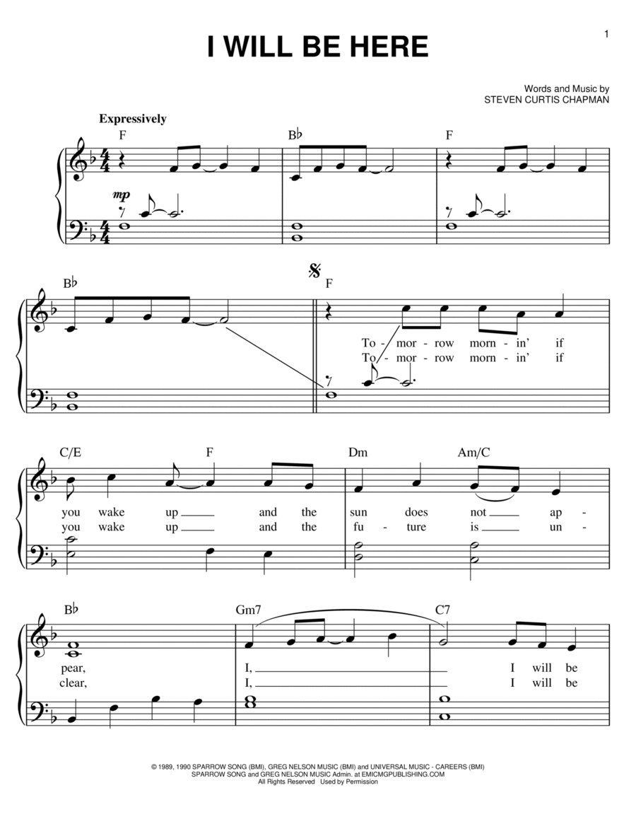 I Will Be Here I Will Be Here Voice scores gallery preview page 1