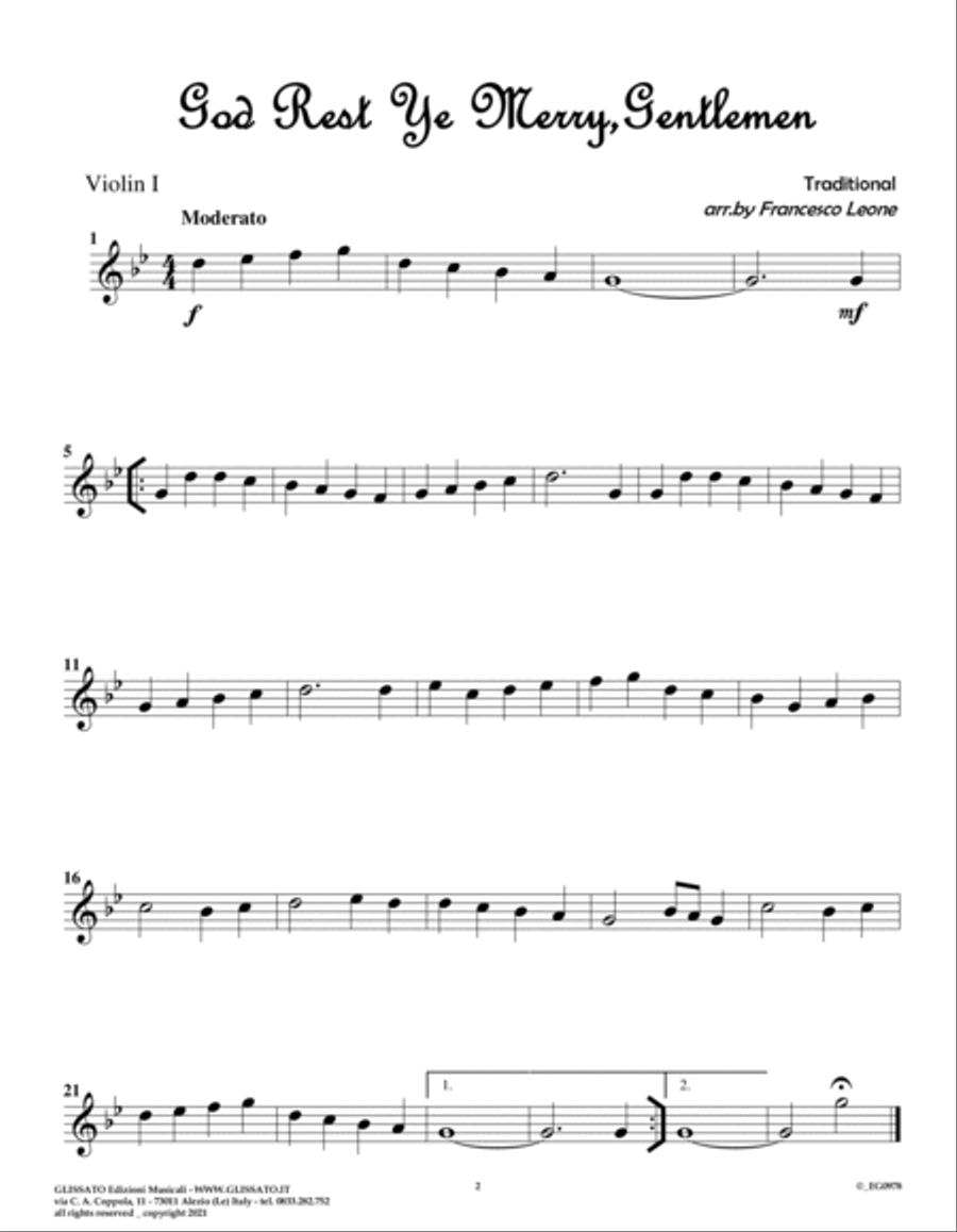 10 easy Christmas Tunes for String Quartet (set of parts) image number null