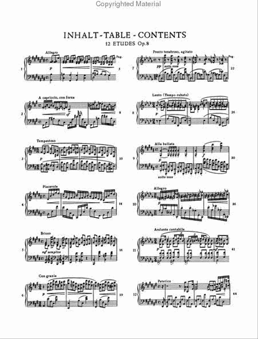 12 Études Op. 8 for Piano