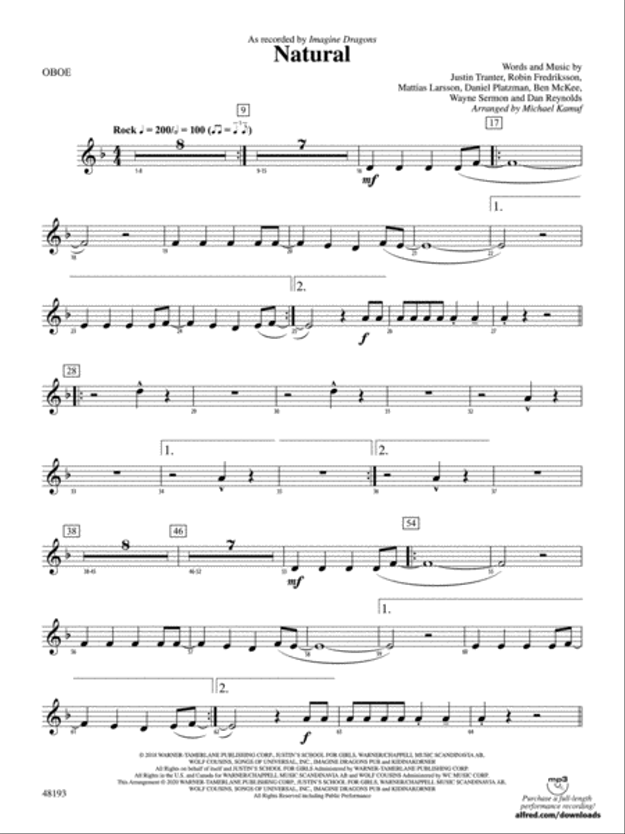 Natural: Oboe Concert Band scores gallery preview page 1