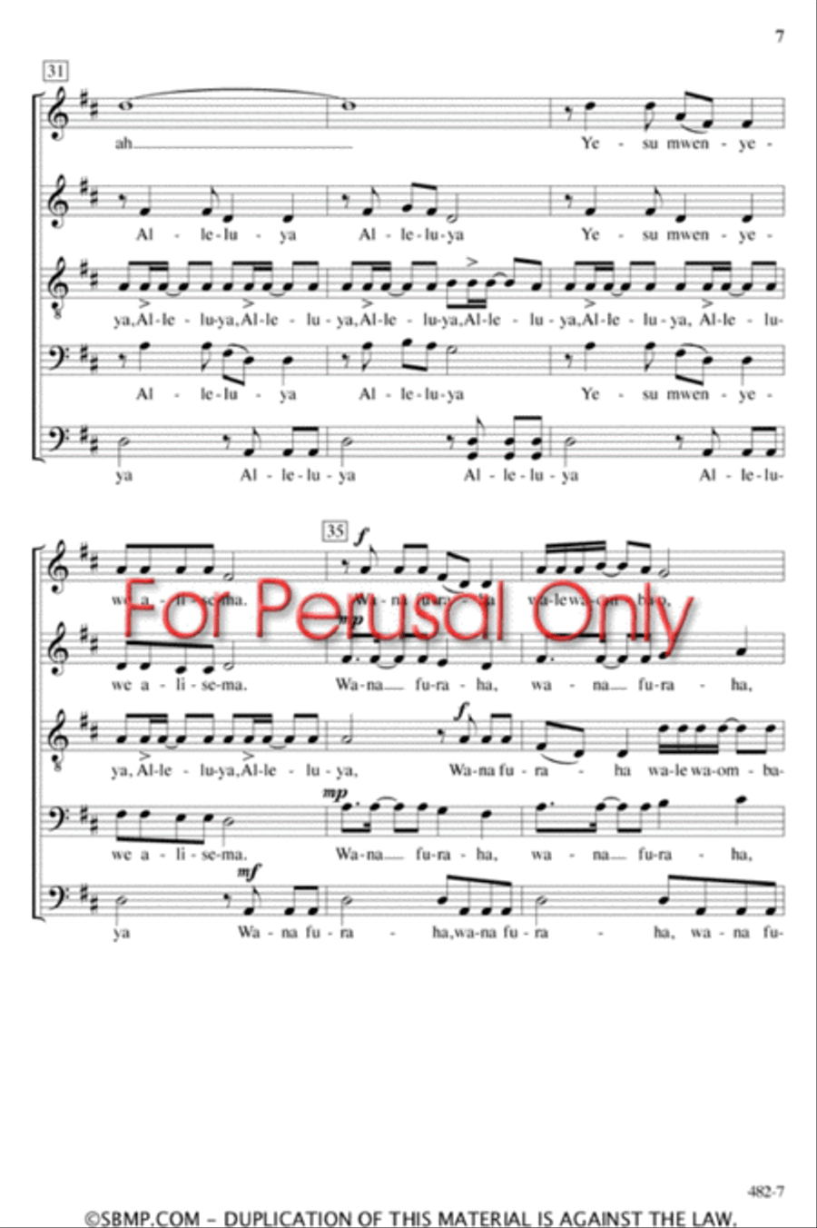 Wana Baraka - SSATBB Octavo A Cappella scores gallery preview page 6