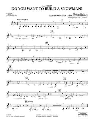 Book cover for Do You Want To Build A Snowman (from Frozen) (arr. Larry Moore) - Violin 3 (Viola Treble Clef)