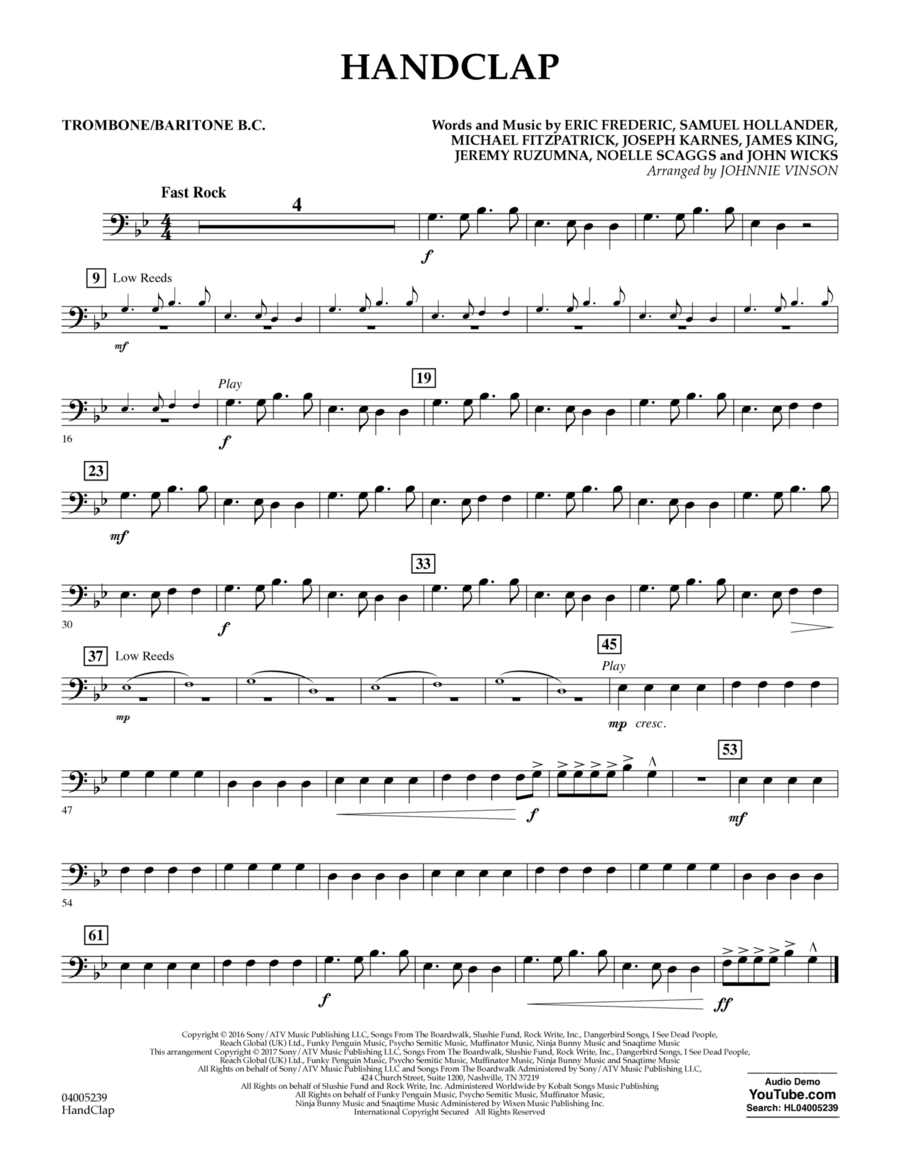 HandClap - Trombone/Baritone B.C. Concert Band scores gallery preview page 1