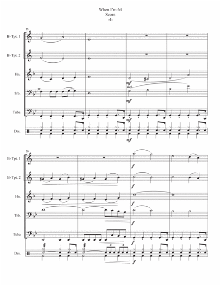 When I'm Sixty-four Brass Ensemble scores gallery preview page 5