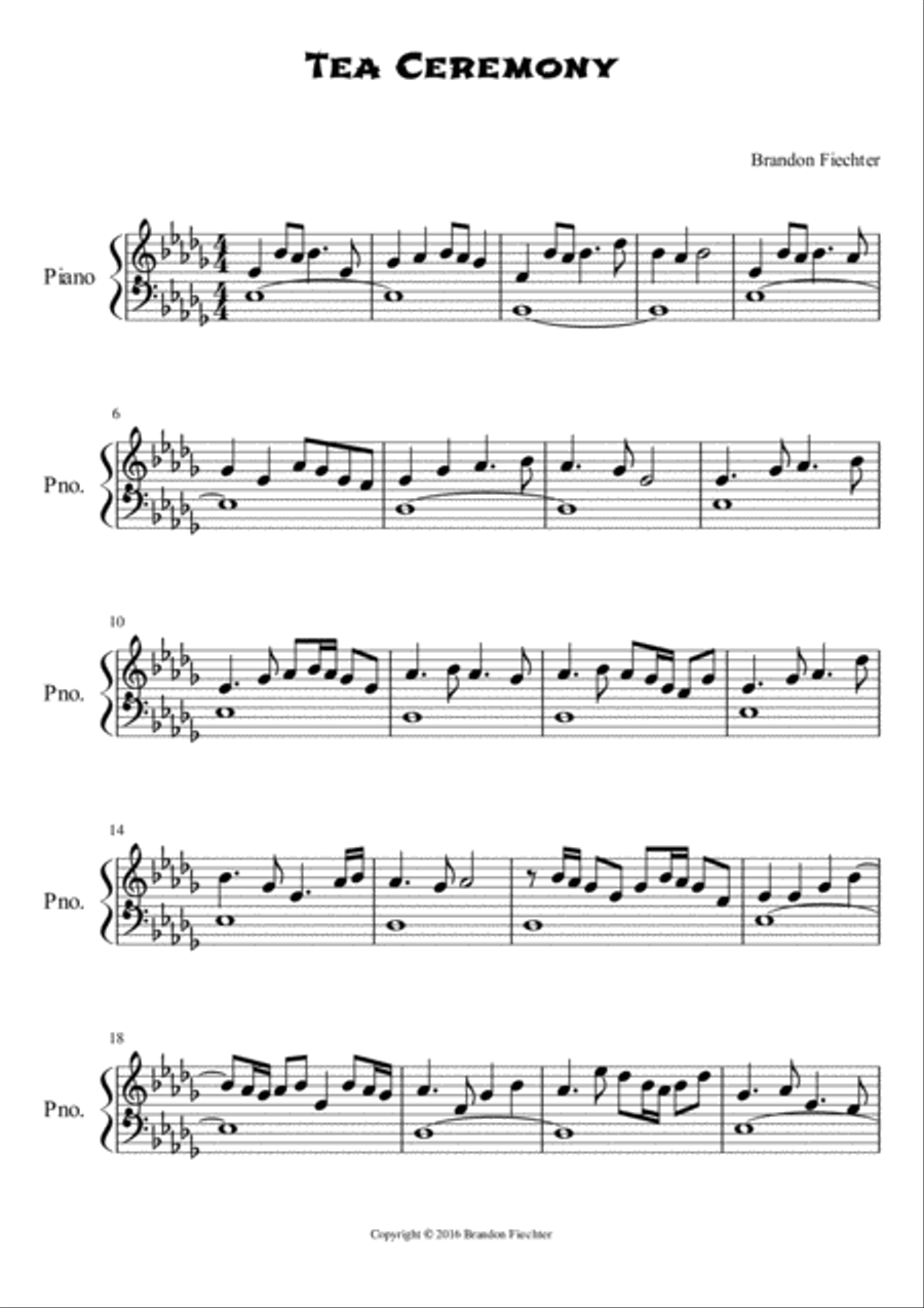 Tea Ceremony Tea Ceremony Piano Method scores gallery preview page 1