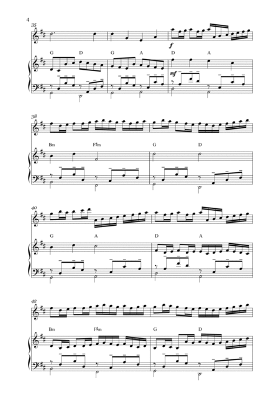 Canon in D for Violin and Guitar - Very Easy Guitar Chords String Duet scores gallery preview page 4