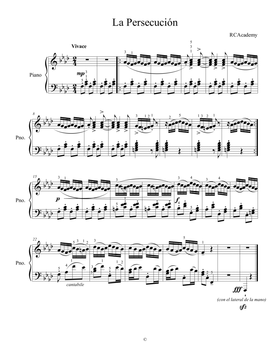 La Persecución Easy Piano scores gallery preview page 1