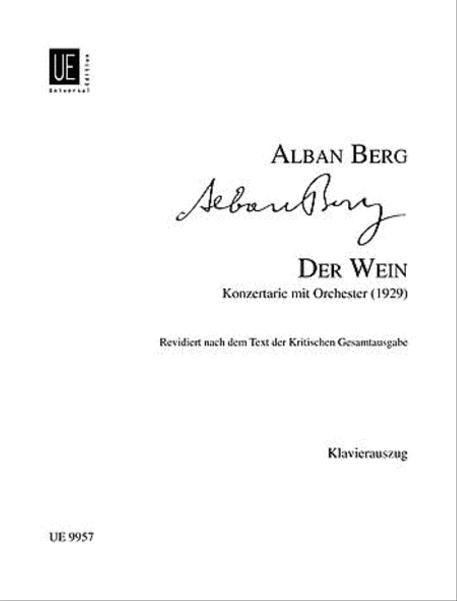 Book cover for Der Wein, Soprano/Piano Reduc.