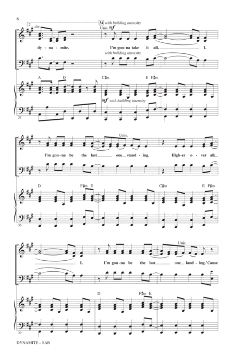 Dynamite (arr. Alan Billingsley) 3-Part scores gallery preview page 5