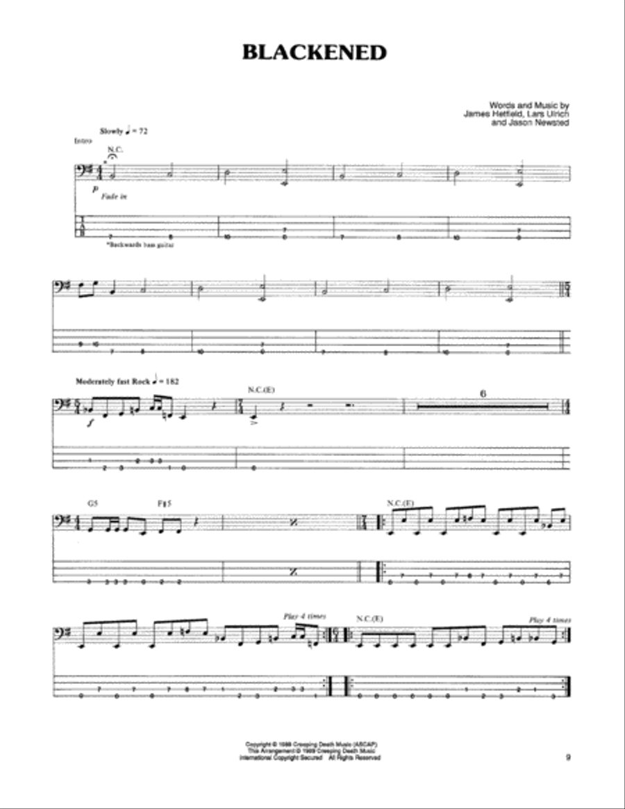 Blackened Blackened Guitar Tablature scores gallery preview page 1