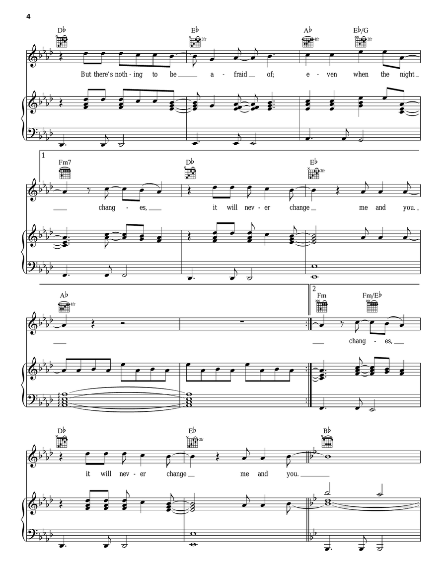 Night Changes Piano, Vocal, Guitar scores gallery preview page 4