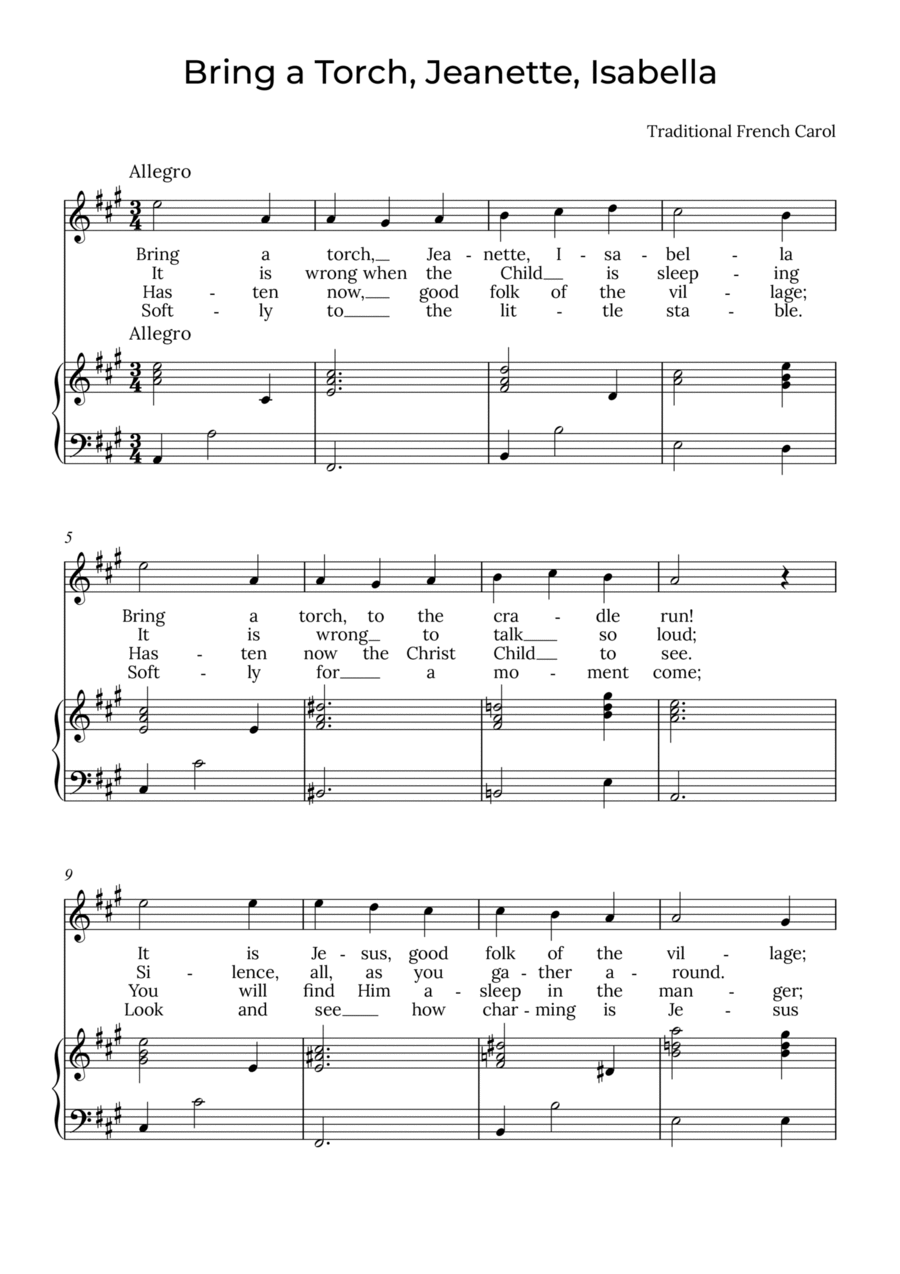 Bring a Torch, Isabella - Sobrano in A, Jeanette Soprano Voice scores gallery preview page 1