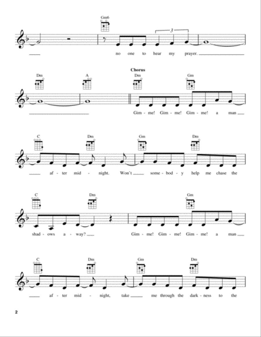 Gimme! Gimme! Gimme! (A Man After Midnight) Ukulele scores gallery preview page 2