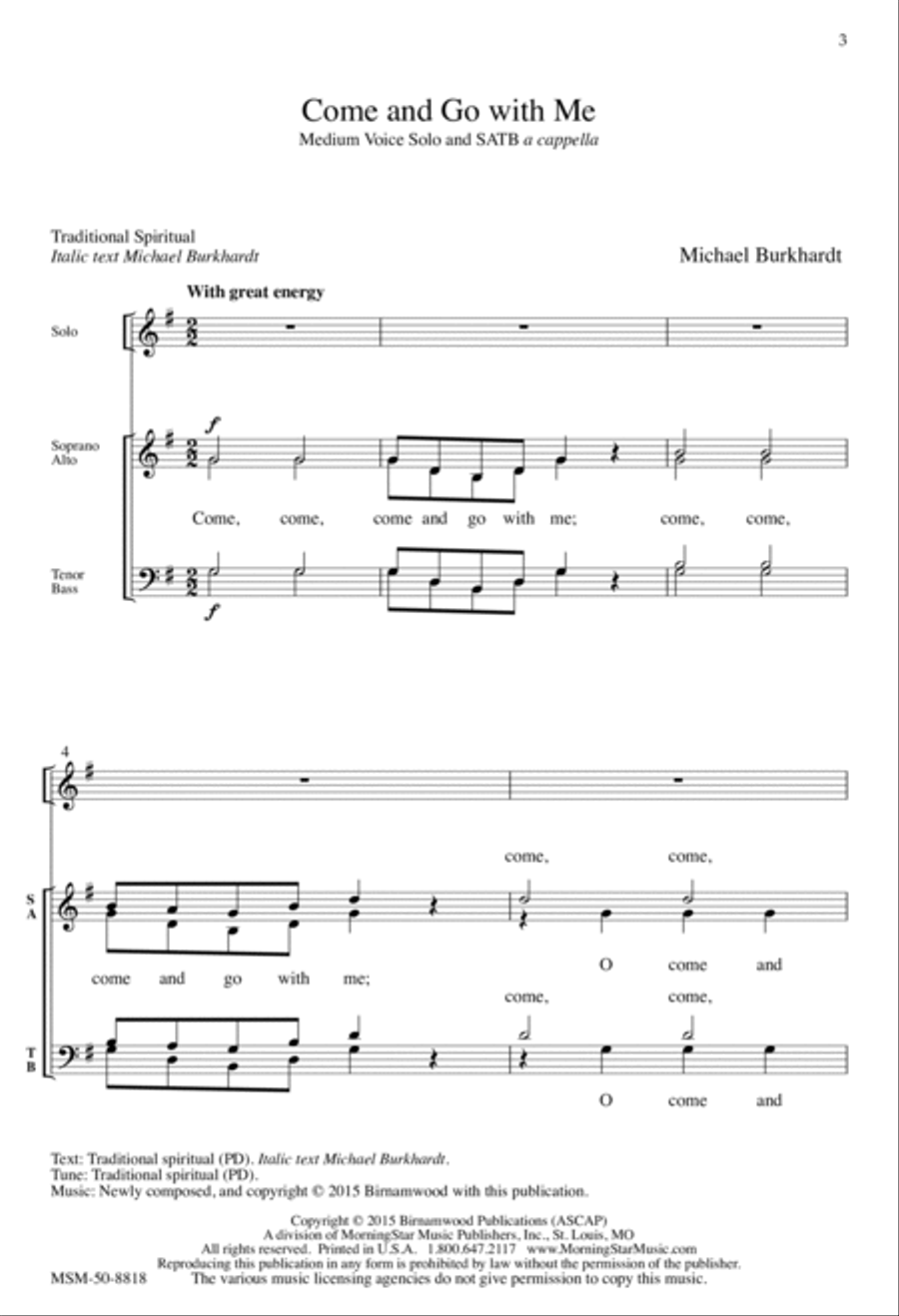 Come and Go with Me 4-Part scores gallery preview page 2