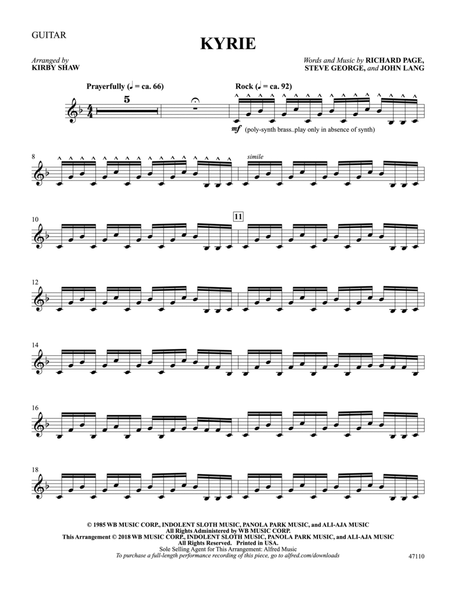 Kyrie: Guitar Kyrie: Guitar Guitar scores gallery preview page 1