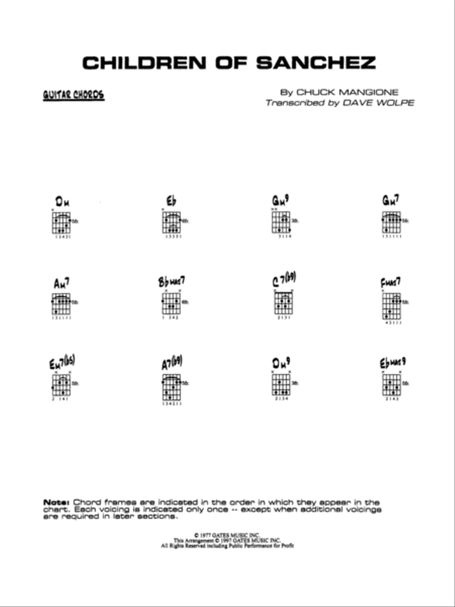 Children of Sanchez: Guitar Chords Jazz Ensemble scores gallery preview page 1