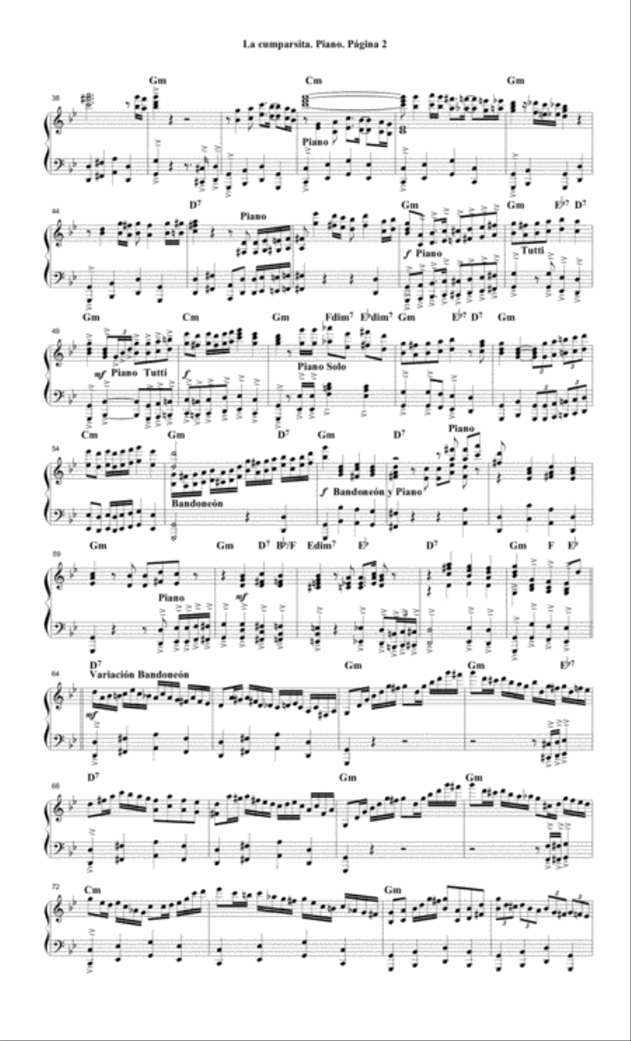 La Cumparsita Tango por: Gerardo Hernán Matos Rodríguez (1.897 - 1948) Piano Solo scores gallery preview page 2