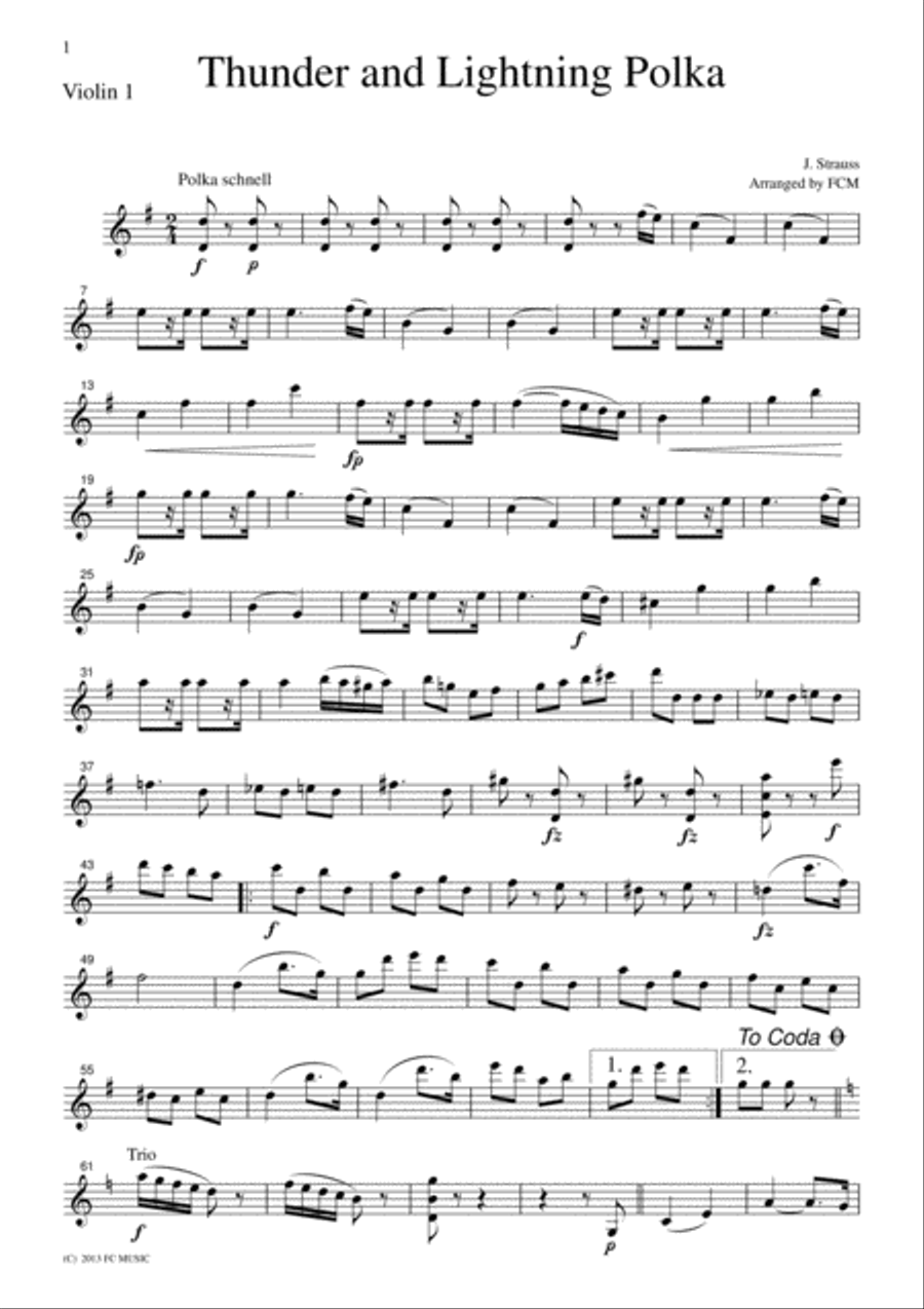 J.Strauss Thunder and Lightning Polka, for string quartet, CS111 String Quartet scores gallery preview page 5