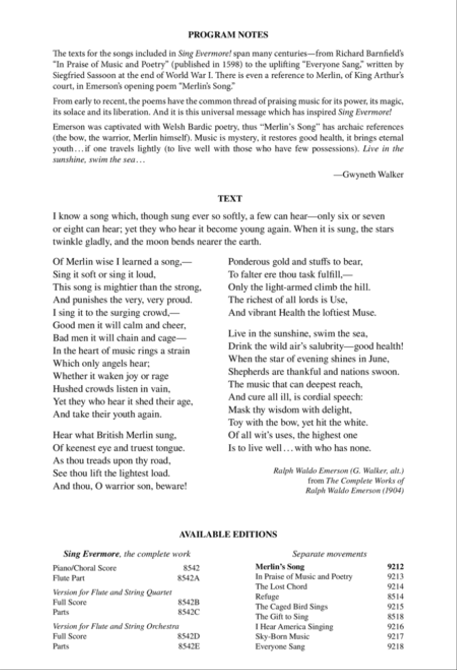 Merlin's Song 4-Part scores gallery preview page 2
