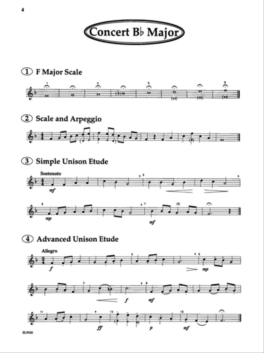 Directional Warm-Ups for Band (concert band method book - Part Book Set F: 1st Horn, 2nd Horn Concert Band scores gallery preview page 4