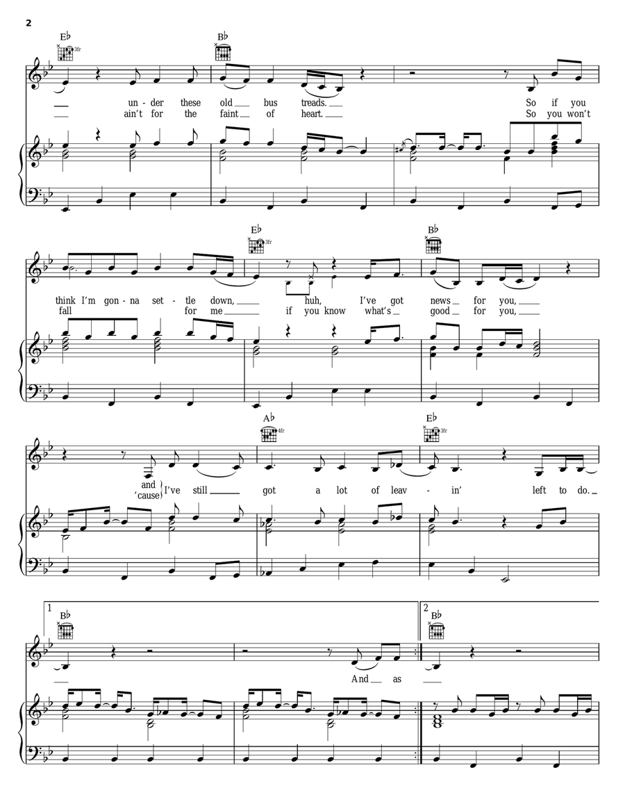 Lot Of Leavin' Left To Do Piano, Vocal, Guitar scores gallery preview page 2